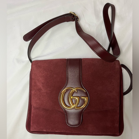 Gucci Arli Medium Suede & Leather Shoulder Bag Crossbody Handbag - Picture 7 of 11